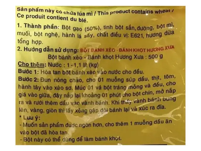 Cách Pha Bột Bánh Xèo Hương Xưa 500g