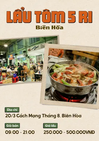 Menu Lẩu Tôm 5 Ri Biên Hòa